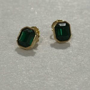 Vintage green gold post earrings